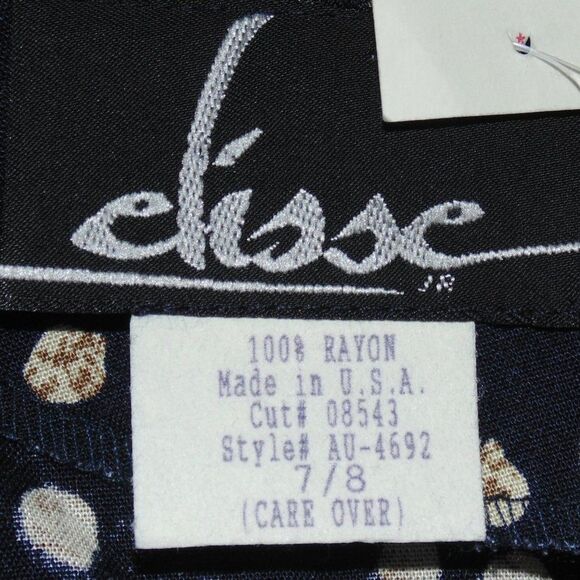 New ELISSE Mini Dress, XS/2, Polka Dot, Fold over, Knot, Blue/Tan, VINTAGE - Picture 12 of 14